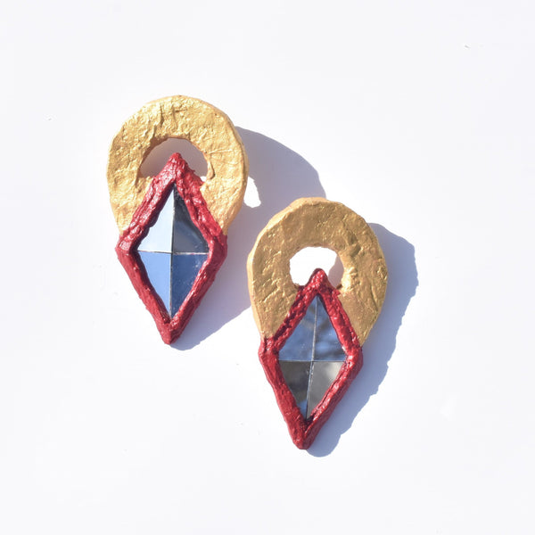 Ram's Horn Mirror Earrings