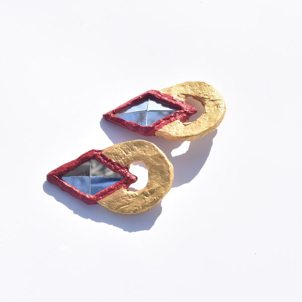 Ram's Horn Mirror Earrings