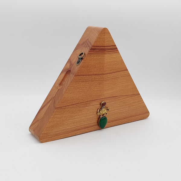 Triangle Wooden Clutch with Shirokhorshid Accent