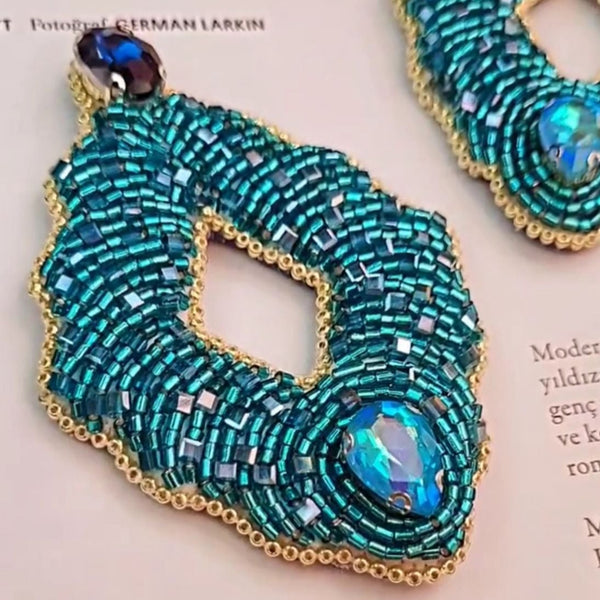 Sky Hand Beaded Earring