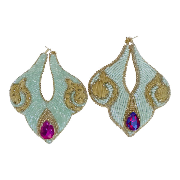Ocean Hand Beaded Earring