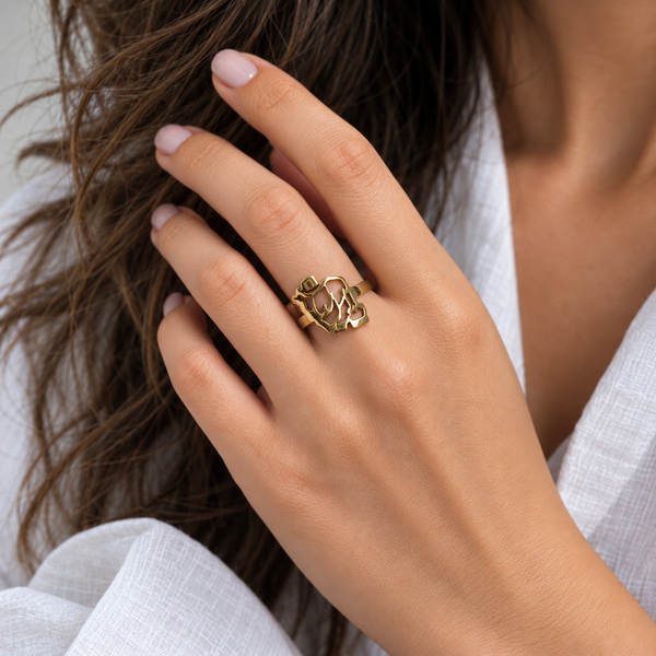 Iran Map Brass Ring