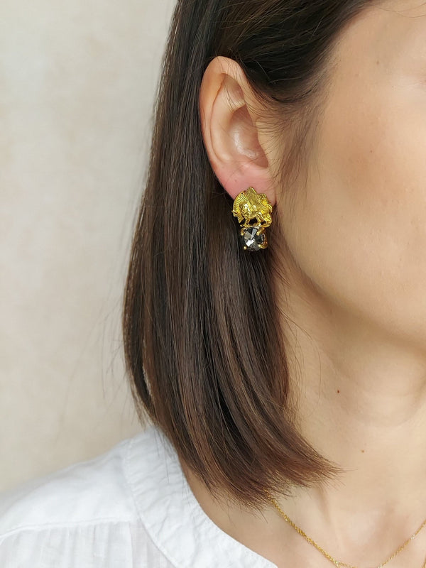 Brass Shir o Khorshid Marble Earrings