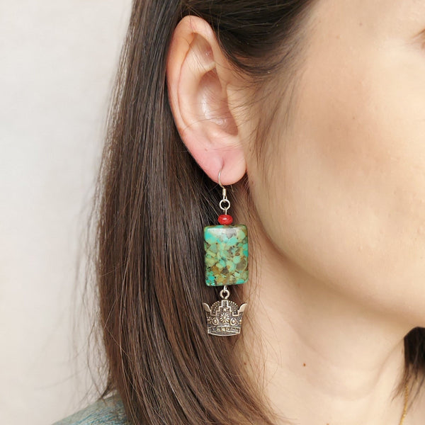 Silver Aqua Agate Earrings