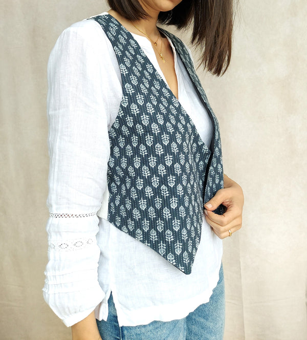 Termeh pattern linen vest