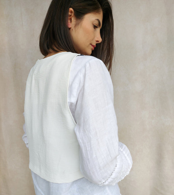 Termeh pattern linen vest