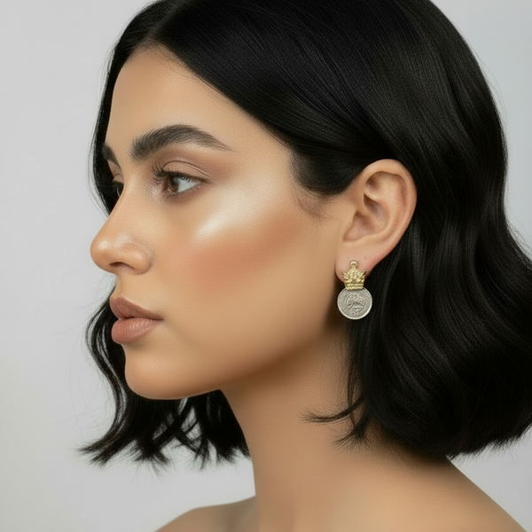 Crown with Pahlavi Coin Earrings