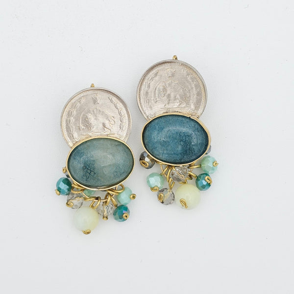 Shiro Khorshid Agate Brass Earrings