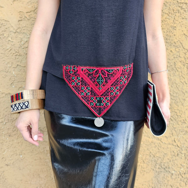 Triangle Balouchi Pattern Top with Vintage Coins