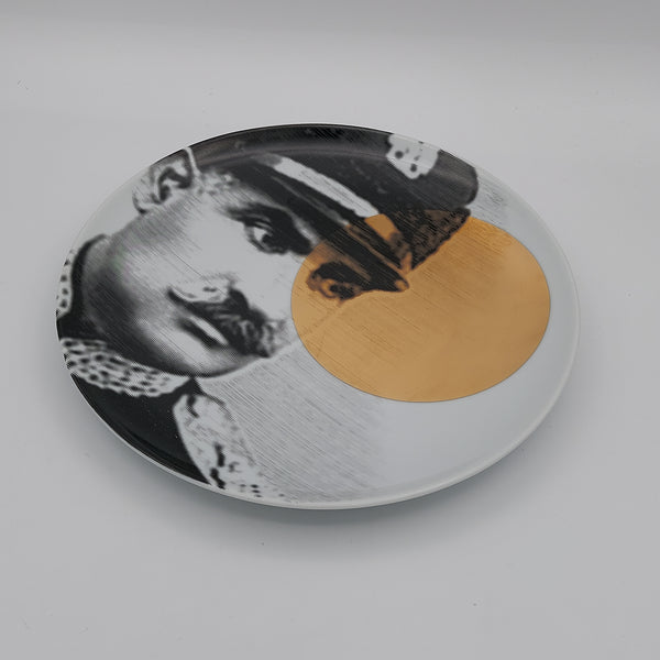 Reza Shah Pahlavi Porcelain Plate with Gold Circle