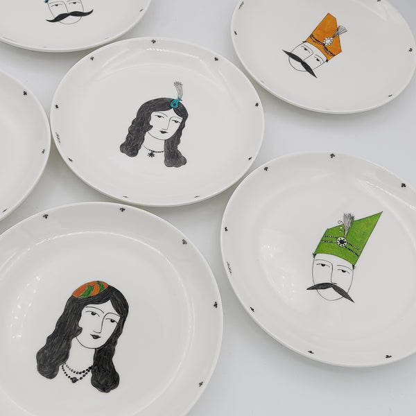 Hand Painted Qajar Couples Appetizer plates