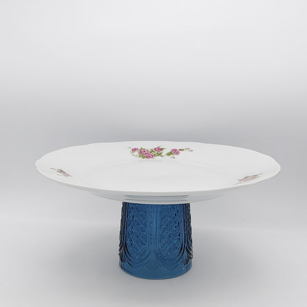 Golesorkhi Wavy Rim Plate with Blue Glass Stand