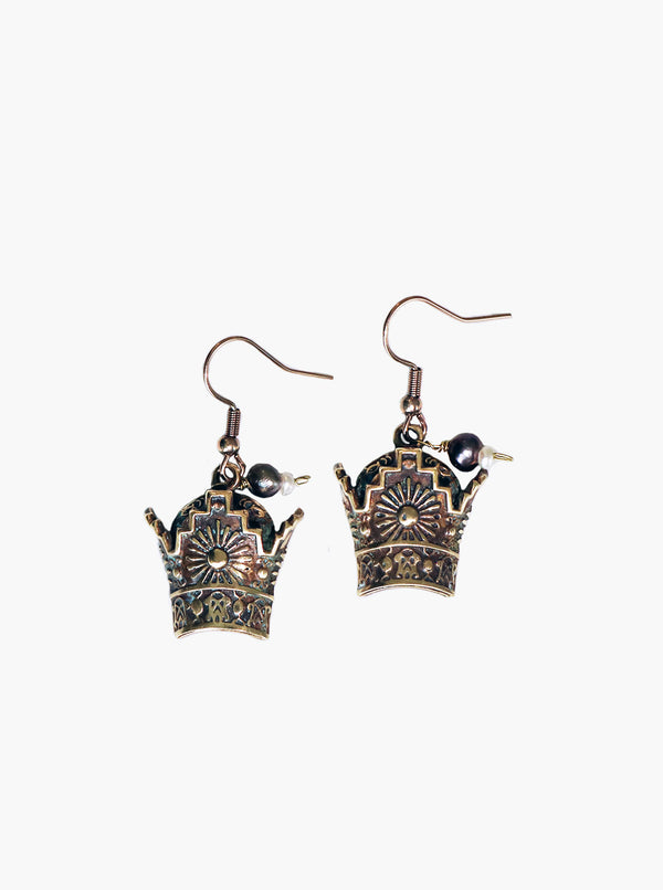Crown Bronze Earrings