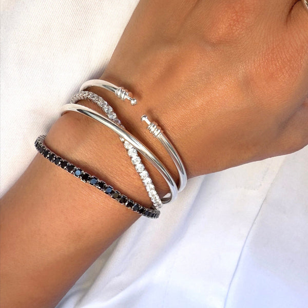 Flexible Plain Silver Bangle