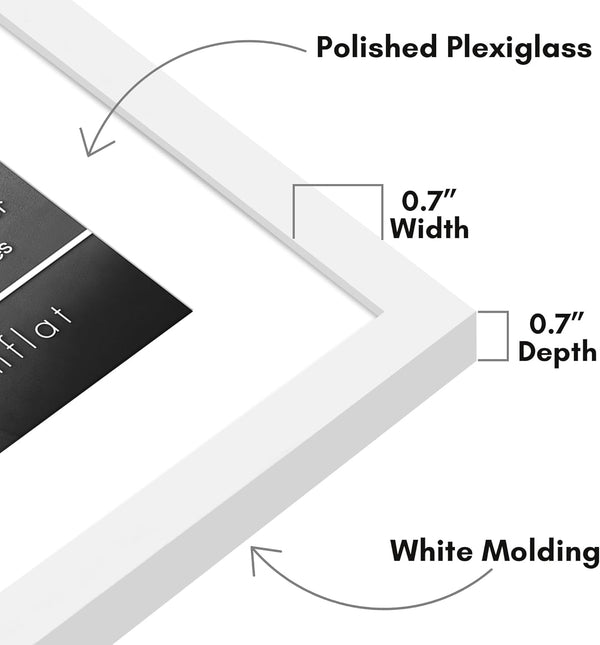 White Frame with Mat for 12"x18" Posters