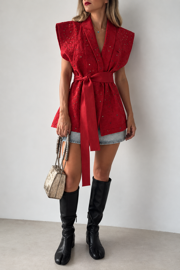 Vintage Mirrorwork Red Vest