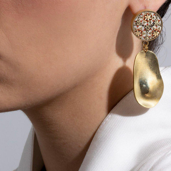 Adorn-Khatam Brass-Gold Finish Earring