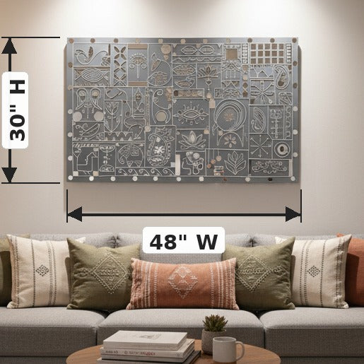 Jahan-Nama Garden Lippan Wall Art — dimensions: 48" W × 30" H