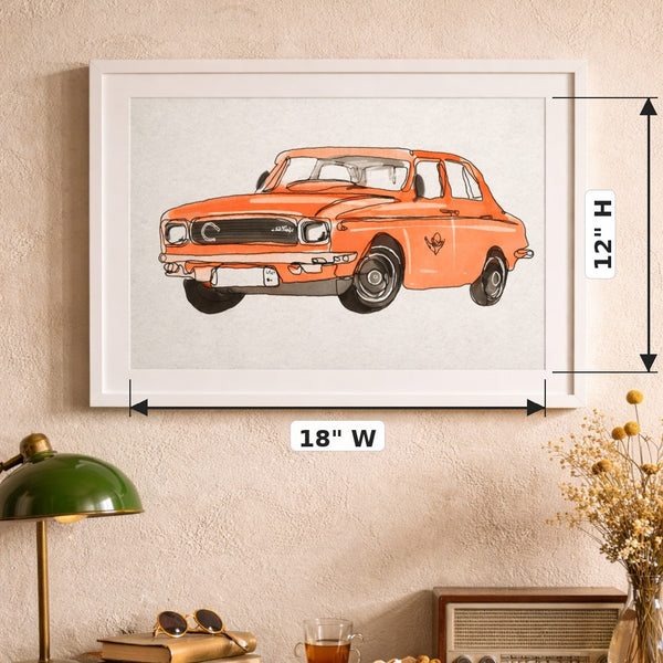 Taxi Peykan Poster — dimensions: 18" W x 12" H