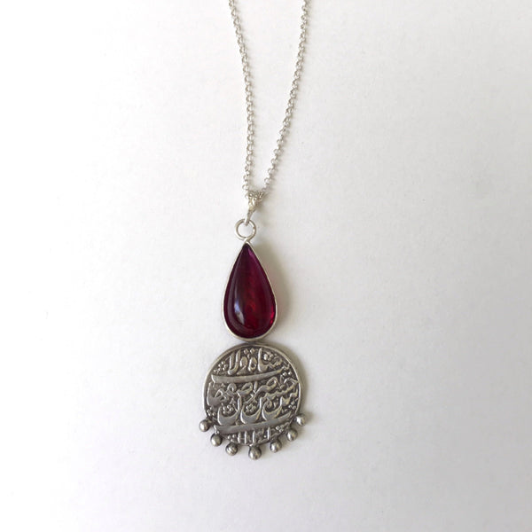 Synthetic Ruby Silver Necklace
