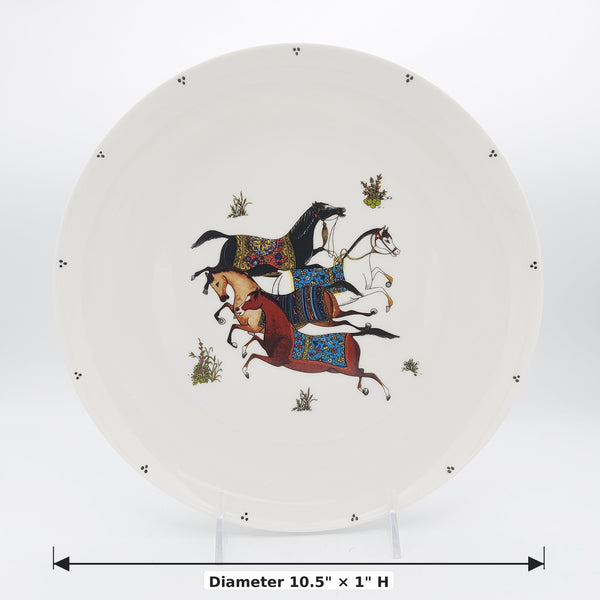 Torkaman Horses Large Plate — dimensions: Diameter 10.5" × 1" H