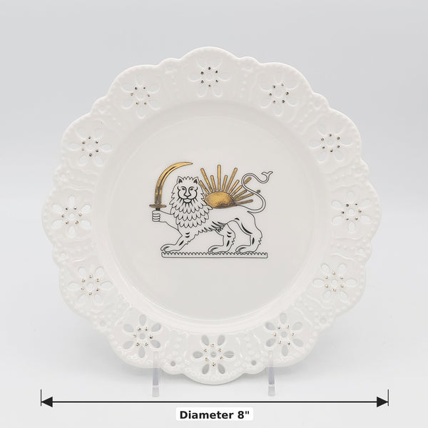 Hand Painted ShiroKhorshid Ornate Plate with Gold Touches — dimensions: Diameter 8"