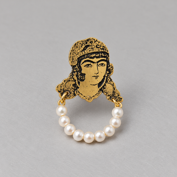 Qajar Lady Handmade Pin with Pearls