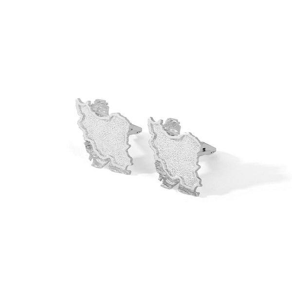 Silver Iran Map Cufflink