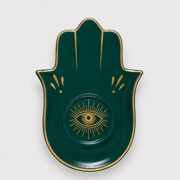 Hamsa Hand Jewelry Dish with Gold Touches
