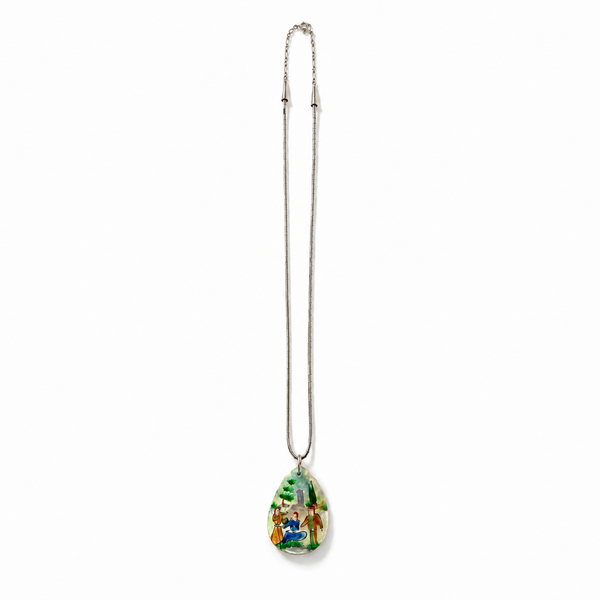 Bazm Hand-Painted Shell & Silver Necklace