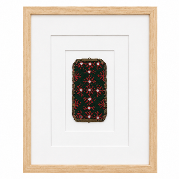 Red & Dark Green Balouchi Embroidery Wall Art