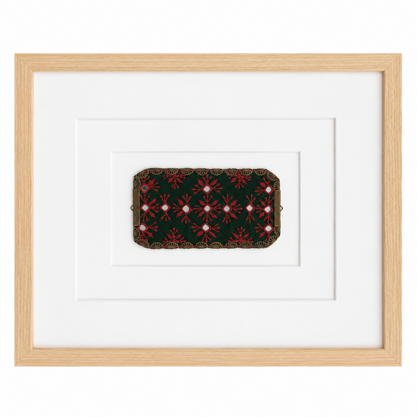 Red & Dark Green Balouchi Embroidery Wall Art