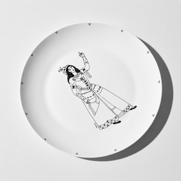 Black Hand-Painted Qajar Lady Plate