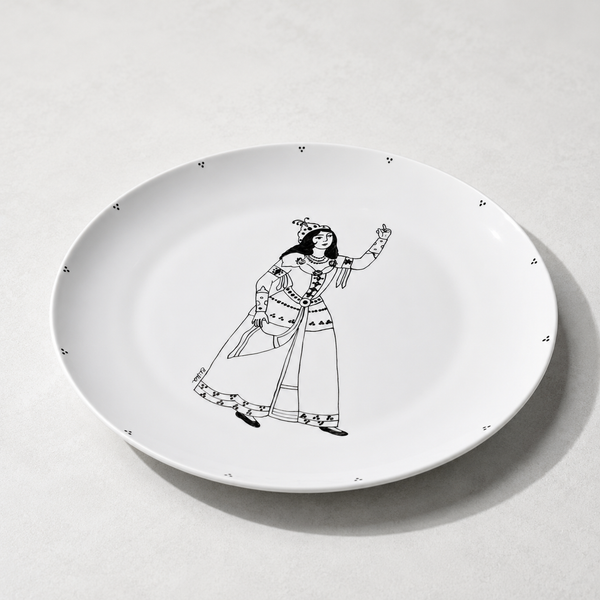 Black Hand-Painted Qajar Lady Plate