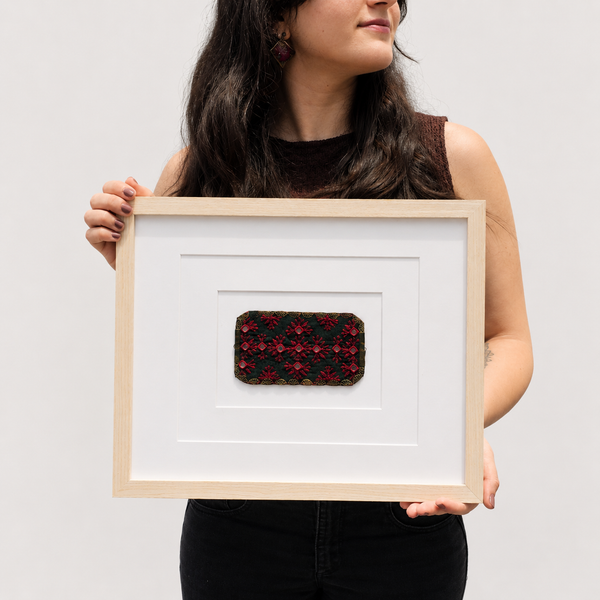Red & Dark Green Balouchi Embroidery Wall Art