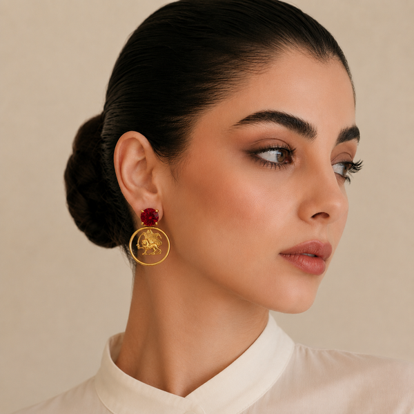 Circle Shirokhorshid Brass Earrings with Gems
