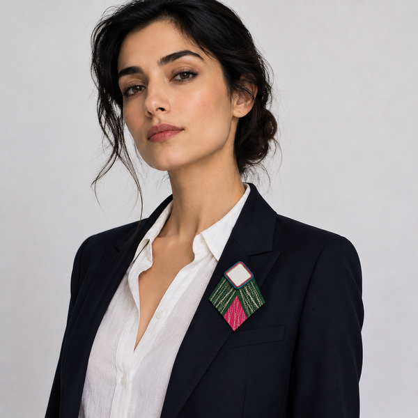 Diamond Jet Masouleh Brooch
