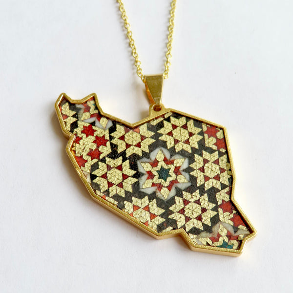 Dena Iran 22K Gold-Plated Khatam Necklace