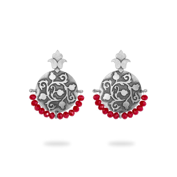 Pomegranate Flower Silver Earrings
