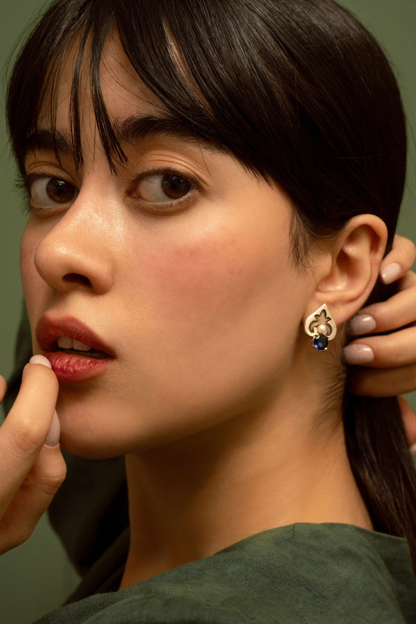 Heart Silver Earring with Pearl