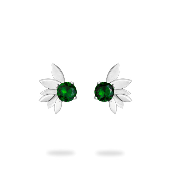 Minimal Leaf Stud Silver Earrings