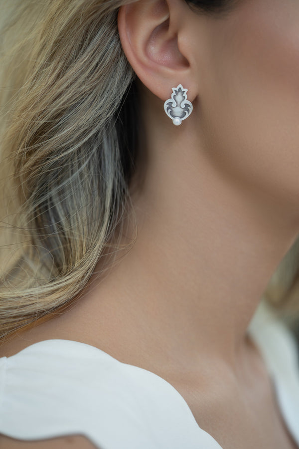 Persian Flower Pearl Earrings