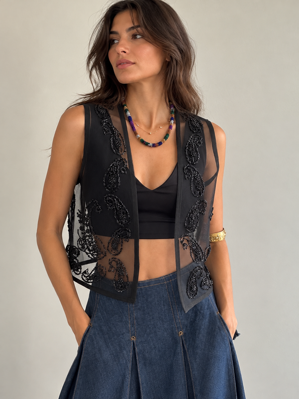 Botte Black Hand Beaded Vest