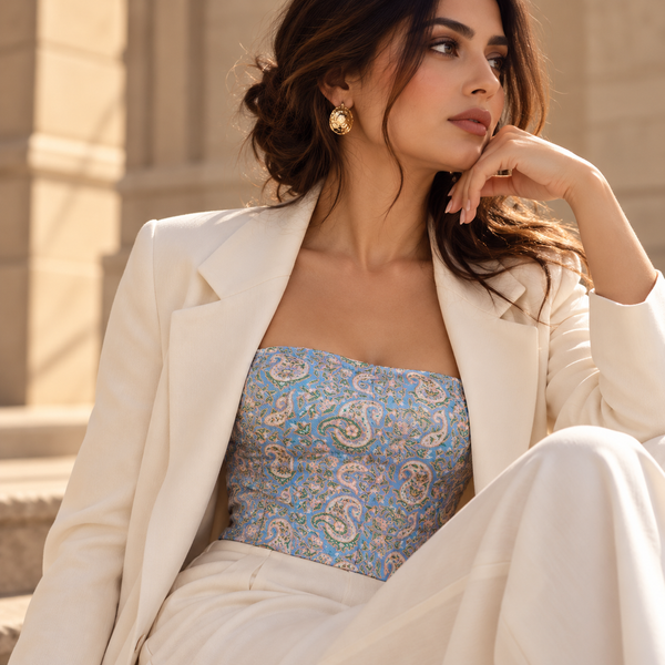 Nilgoon Termeh Crop Top