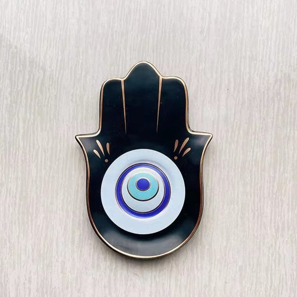 Porcelain Hamsa and Evil Eye Jewelry Dish