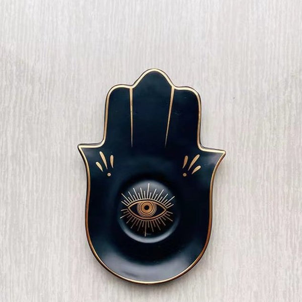 Porcelain Hamsa and Evil Eye Jewelry Dish