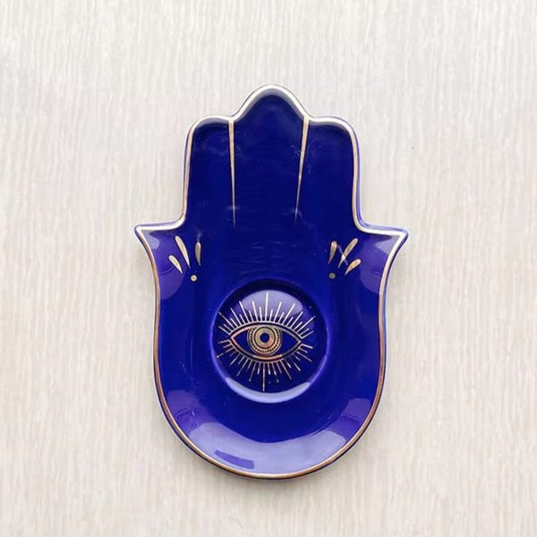 Porcelain Hamsa and Evil Eye Jewelry Dish