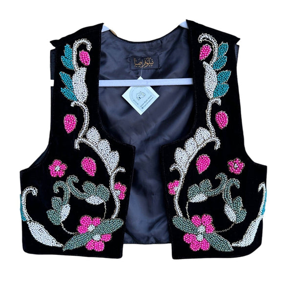 Pink Feast Hand Beaded Vest