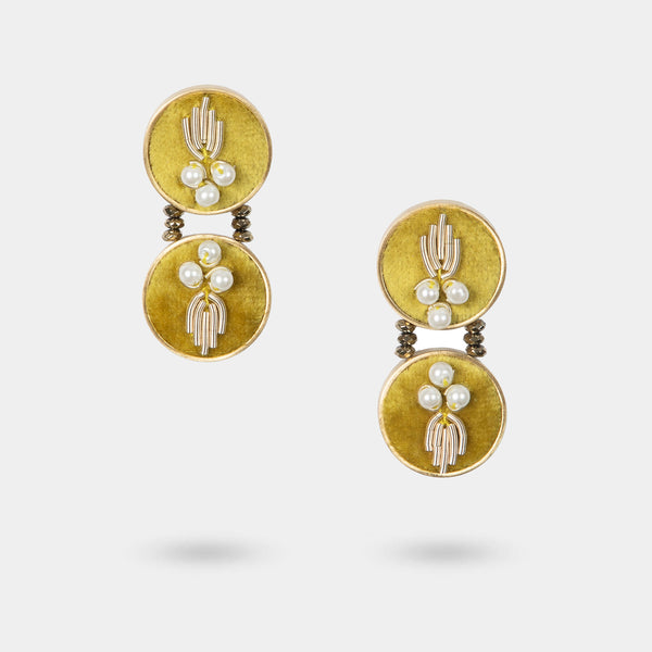 Vintage-Inspired Velvet Brass Earrings (Small)