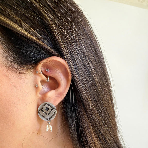 Western Silver Floral Earrings